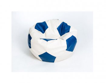 Кресло-мешок Мяч большой Экокожа бело-синее в Ревде - revda.mebel-74.com | фото
