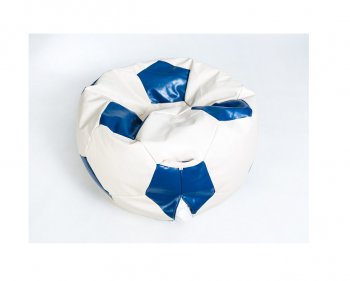 Кресло-мешок Мяч большой Экокожа бело-синее в Ревде - revda.mebel-74.com | фото