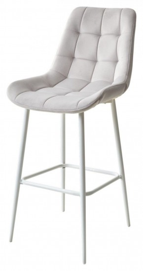 Барный стул ХОФМАН, цвет H-09 Светло-серый, велюр / белый каркас М-City в Ревде - revda.mebel-74.com | фото
