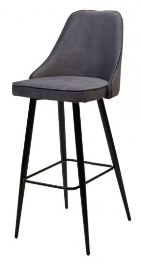 Барный стул NEPAL-BAR СЕРЫЙ #27, велюр/ черный каркас (H=78cm) М-City в Ревде - revda.mebel-74.com | фото