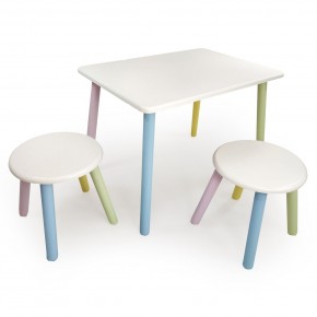 Детский комплект стол и два табурета круглых  (Белый, Белый, Цветной) в Ревде - revda.mebel-74.com | фото