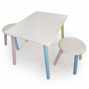 Детский комплект стол и два табурета круглых  (Белый, Белый, Цветной) в Ревде - revda.mebel-74.com | фото