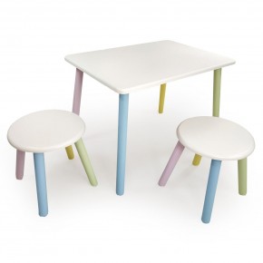 Детский комплект стол и два табурета круглых с накладкой Алфавит (Белый, Белый, Цветной) в Ревде - revda.mebel-74.com | фото