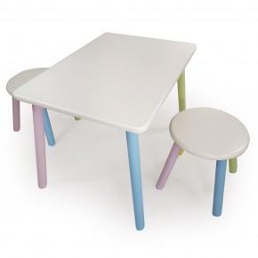 Детский комплект стол и два табурета круглых с накладкой Космос  (Белый, Белый, Цветной) в Ревде - revda.mebel-74.com | фото