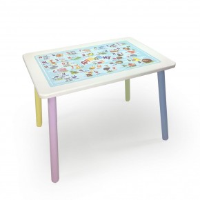 Детский стол с накладкой Алфавит (Белый/Цветной) в Ревде - revda.mebel-74.com | фото