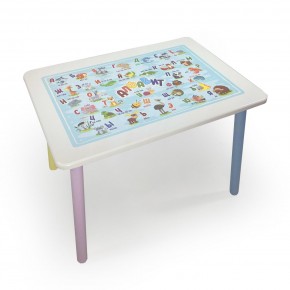 Детский стол с накладкой Алфавит (Белый/Цветной) в Ревде - revda.mebel-74.com | фото
