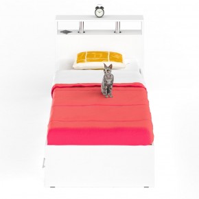 Камелия Кровать с ящиками 0900, цвет белый, ШхГхВ 93,5х217х78,2 см., сп.м. 900х2000 мм., без матраса, основание есть в Ревде - revda.mebel-74.com | фото