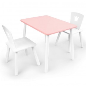 Комплект детской мебели стол и два стула Корона  (Розовый/Белый/Белый) в Ревде - revda.mebel-74.com | фото
