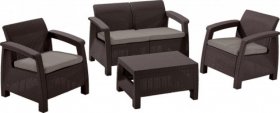 Комплект мебели Корфу сет (Corfu set) коричневый - серо-бежевый * в Ревде - revda.mebel-74.com | фото