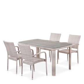Комплект плетеной мебели T256C/Y376C-W85 Latte (4+1) + подушки на стульях в Ревде - revda.mebel-74.com | фото