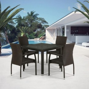 Комплект плетеной мебели T257A/YC379A-W53 Brown (4+1) + подушки на стульях в Ревде - revda.mebel-74.com | фото