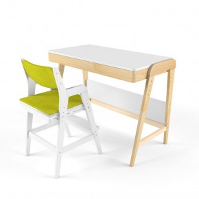 Комплект растущий стол и стул с чехлом 38 попугаев «Вуди» (Белый, Белый, Грин) в Ревде - revda.mebel-74.com | фото