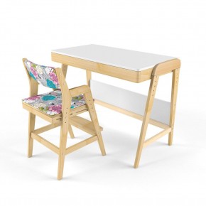 Комплект растущий стол и стул с чехлом 38 попугаев «Вуди» (Белый, Береза, Мечта) в Ревде - revda.mebel-74.com | фото