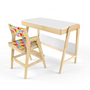 Комплект растущий стол и стул с чехлом 38 попугаев «Вуди» (Белый, Береза, Ромбы) в Ревде - revda.mebel-74.com | фото