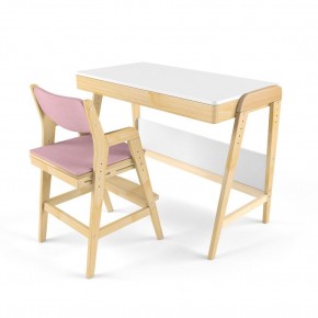 Комплект растущий стол и стул с чехлом 38 попугаев «Вуди» (Белый, Береза, Розовый) в Ревде - revda.mebel-74.com | фото