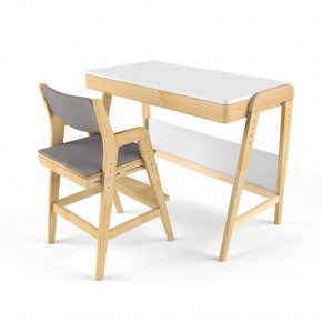 Комплект растущий стол и стул с чехлом 38 попугаев «Вуди» (Белый, Береза, Серый) в Ревде - revda.mebel-74.com | фото