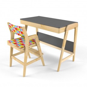 Комплект растущий стол и стул с чехлом 38 попугаев «Вуди» (Серый, Береза, Ромбы) в Ревде - revda.mebel-74.com | фото