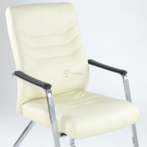 Кресло Barneo K-25 для посетителей и переговорных (хром, бежевая экокожа) в Ревде - revda.mebel-74.com | фото