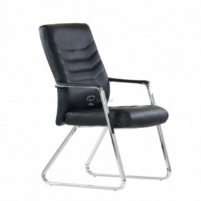 Кресло Barneo K-25 для посетителей и переговорных (хром, черная экокожа) в Ревде - revda.mebel-74.com | фото