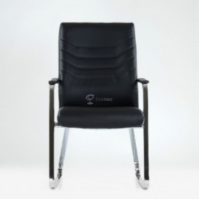 Кресло Barneo K-25 для посетителей и переговорных (хром, черная экокожа) в Ревде - revda.mebel-74.com | фото