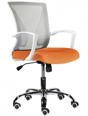 Кресло BRABIX "Wings MG-306", пластик белый, хром, сетка, серое/оранжевое, 532011 в Ревде - revda.mebel-74.com | фото