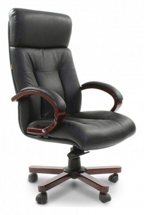 Кресло для руководителя Chairman 421 черный/орех темный, черный в Ревде - revda.mebel-74.com | фото
