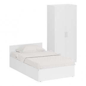 Кровать 1200 + Шкаф 2-х створчатый Стандарт, цвет белый, ШхГхВ 123,5х203,5х70 + 90х52х200 см., сп.м. 1200х2000 мм., без матраса, основание есть в Ревде - revda.mebel-74.com | фото