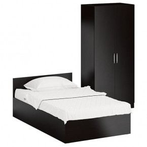 Кровать 1200 + Шкаф 2-х створчатый Стандарт, цвет венге, ШхГхВ 123,5х203,5х70 + 90х52х200 см., сп.м. 1200х2000 мм., без матраса, основание есть в Ревде - revda.mebel-74.com | фото