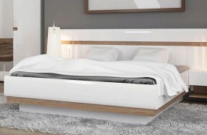 Кровать 140/TYP 91-01 с подъемником, LINATE ,цвет белый/сонома трюфель в Ревде - revda.mebel-74.com | фото