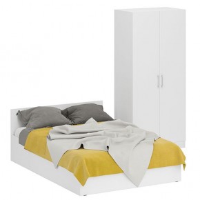 Кровать 1400 + Шкаф 2-х створчатый Стандарт, цвет белый, ШхГхВ 143,5х203,5х70 + 90х52х200 см., сп.м. 1400х2000 мм., без матраса, основание есть в Ревде - revda.mebel-74.com | фото
