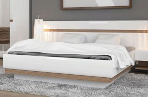 Кровать 160/TYP 94-01 с подъемником, LINATE ,цвет белый/сонома трюфель в Ревде - revda.mebel-74.com | фото