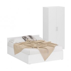Кровать 1600 + Шкаф 2-х створчатый Стандарт, цвет белый, ШхГхВ 163,5х203,5х70 + 90х52х200 см., сп.м. 1600х2000 мм., без матраса, основание есть в Ревде - revda.mebel-74.com | фото