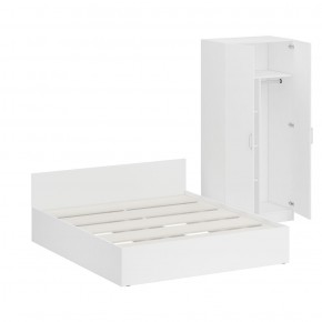 Кровать 1800 + Шкаф 2-х створчатый Стандарт, цвет белый, ШхГхВ 183,5х203,5х70 + 90х52х200 см., сп.м. 1800х2000 мм., без матраса, основание есть в Ревде - revda.mebel-74.com | фото