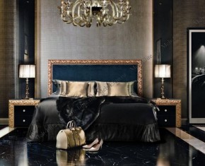 Кровать 2-х спальная (1,6 м) Тиффани Premium черная/золото с мягким элементом (Антрацит) с подъемным механизмомарт (ТФКР-3[3](П) в Ревде - revda.mebel-74.com | фото