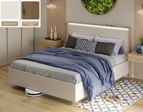 Кровать (Бело-серый U775 ST9/Дуб Галифакс Табак) 1400 в Ревде - revda.mebel-74.com | фото