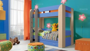 Кровать детская 2-х ярусная Юниор-6 с ящиком ЛДСП (800*1900) в Ревде - revda.mebel-74.com | фото