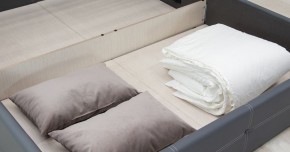 Кровать двойная Синди 160 + ортопед + ПМ + дно (арт. Марика 485 к/з (серый)) в Ревде - revda.mebel-74.com | фото