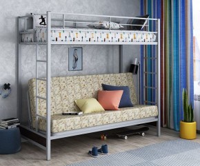 Кровать двухъярусная с диваном "Мадлен" (Серый/Фиолетовый) в Ревде - revda.mebel-74.com | фото