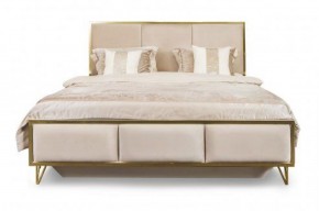 Кровать Lara 1600 с мягким изголовьем + основание (бежевый глянец) в Ревде - revda.mebel-74.com | фото
