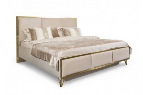 Кровать Lara 1800 с мягким изголовьем + основание (бежевый глянец) в Ревде - revda.mebel-74.com | фото