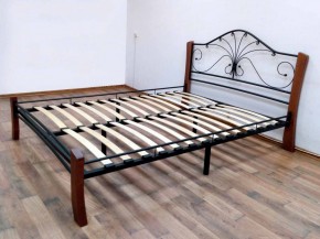 Кровать "Фортуна 4 ЛАЙТ" Черная (1600*2000) (ножки-махагон) с коваными элементами в Ревде - revda.mebel-74.com | фото