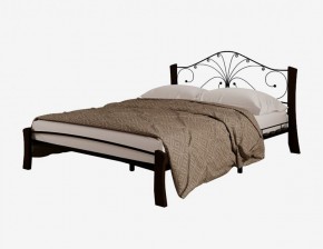 Кровать "Фортуна 4 ЛАЙТ" Черная (1600*2000) (ножки-шоколад) с коваными элементами в Ревде - revda.mebel-74.com | фото