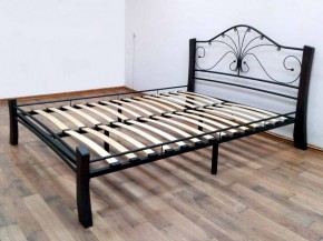 Кровать "Фортуна 4 ЛАЙТ" Черная (1600*2000) (ножки-шоколад) с коваными элементами в Ревде - revda.mebel-74.com | фото