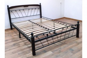 Кровать "Муза 1" КМД10  Черная (1400*2000) (ножки-шоколад) с коваными изделиями в Ревде - revda.mebel-74.com | фото