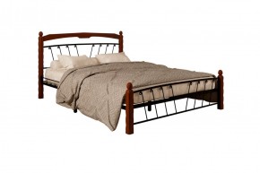 Кровать "Муза 1" КМД10 Черная (1600*2000) (ножки-махагон) с коваными изделиями в Ревде - revda.mebel-74.com | фото
