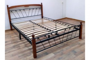 Кровать "Муза 1" КМД10 Черная (1600*2000) (ножки-махагон) с коваными изделиями в Ревде - revda.mebel-74.com | фото
