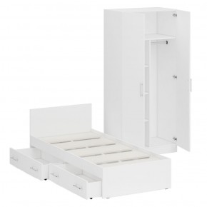Кровать с ящиками 0900 + Шкаф 2-х створчатый Стандарт, цвет белый, ШхГхВ 93,5х203,5х70 + 90х52х200 см., сп.м. 900х2000 мм., б/м, основание есть в Ревде - revda.mebel-74.com | фото