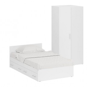 Кровать с ящиками 1200 + Шкаф угловой Стандарт, цвет белый, ШхГхВ 123,5х203,5х70 + 81,2х81,2х200 см., сп.м. 1200х2000 мм., без матраса, основание есть в Ревде - revda.mebel-74.com | фото