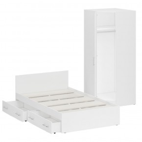 Кровать с ящиками 1200 + Шкаф угловой Стандарт, цвет белый, ШхГхВ 123,5х203,5х70 + 81,2х81,2х200 см., сп.м. 1200х2000 мм., без матраса, основание есть в Ревде - revda.mebel-74.com | фото