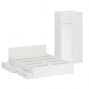 Кровать с ящиками 1600 + Шкаф угловой Стандарт, цвет белый, ШхГхВ 163,5х203,5х70 + 81,2х81,2х200 см., сп.м. 1600х2000 мм., без матраса, основание есть в Ревде - revda.mebel-74.com | фото